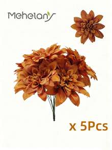 MEHELANY 12/5支棕色仿真非洲菊，假花，仿真植物，4.7英寸茎仿真花头，适用于房间装饰、春季婚礼中心摆件、户外花园装饰、派对、礼品、新娘腕花、情人节母亲节装饰、哥特式婚礼装饰、DIY花卉墙面背景、前院装饰、婚礼捧花、DIY花环拱门装饰，送给女孩、女士、男士、母亲、父亲的礼物 - 咖色 - 查看 6