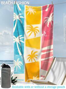 1 buc. Prosop de plajă personalizat cu imprimeu de palmier, pătură de plajă din microfibră super moale, dimensiune extra mare, uscare rapidă și absorbantă, reversibilă, șal cu protecție solară, ideal pentru vacanță, călătorii, saltea de yoga