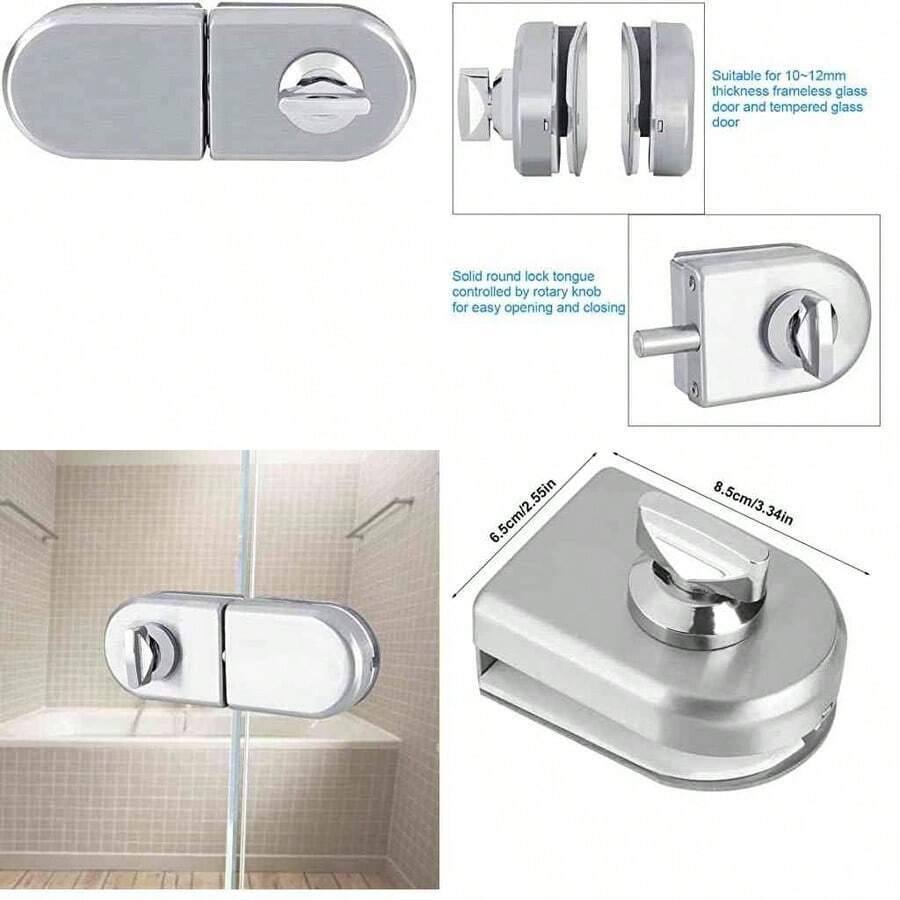 Cerradura De Puerta De Vidrio De Acero Inoxidable, 10~12mm Pomo Giratorio Abrir/Cerrar Cerradura De  De La Puerta De Cristal De Vidrio Para Bao Inodoro Tienda Puertas De Cristal - como se muestra en la figura - Ver 1