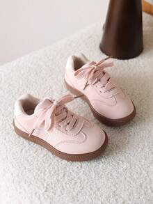 1 Pair Kids' Soft Bottom Casual Sneakers, Versatile Outdoor Training Shoes - Pink - View 4