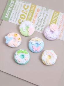 10/30个随机混合迷你彩色亮面马卡龙和甜甜圈手工DIY首饰配件，奶油色树脂工艺材料 - 卡通款 - 查看 8