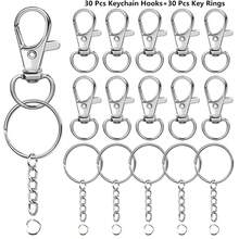 20/40/60/100pcs Rotating Spring Hooks With Keychain And Chain Key Rings, Suitable For Lanyards, Jewelry Making, Valentine's Day Gifts, DIY Crafts (10/20/30/50pcs Spring Hooks + 10/20/30/50pcs Key Rings With Rings And Chains) - Small Keychain Halo Chain - View 16