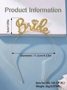 1件极简合金字母新娘婚礼派对发饰，新娘皇冠