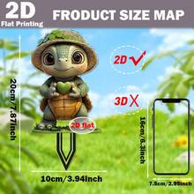 可爱的 2D 亚克力乌龟花园，配四叶草 - 鲜艳的绿色乌龟帽子，手捧心形，栩栩如生的户外草坪和庭院装饰，是生日或母亲节礼物乌龟装饰的完美之选。 - 彩色 - 查看 9