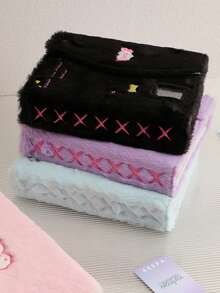 1pc A5 Cartoon Butterfly Plush Photo Album, Magnetic Snap Closure, Full Cover, Containing 10pcs Inner Pages, Girl Chasing Card Loose Leaf Storage Album, High Appearance Notebook Housing - Pink - View 2