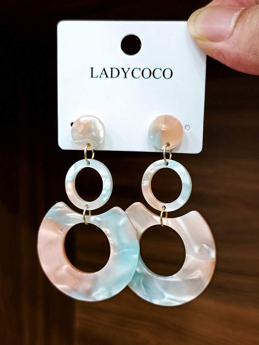 LADYCOCO 1 Đôi bông tai mặt dây chuyền acrylic nhiều màu sắc, thời trang và thanh lịch, phù hợp cho nữ, kiểu dáng cá tính, cổ điển, nổi bật (Chất liệu là tấm acrylic, sản phẩm giá rẻ, vui lòng kiểm tra kỹ trước khi mua)
