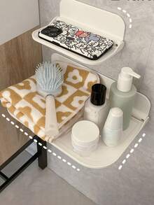 Foldable Wall-Mounted Storage Rack, For Phone, Clothes, Bathroom Storage, No Drilling Required, Suitable For Bathroom, Bedside, Dorm, WiFi Router - Multicolor - View 7