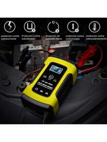 Cargador de batería automático inteligente para coche de 12 V y 6 A con pantalla LCD, reparación de refuerzo de tres etapas y funciones de carga segmentadas. - Amarillo - Ver 2