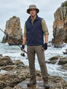 Men's Outdoor Vest, Summer Sleeveless Breathable Multi-Pocket Jacket, Fishing Utility Waistcoat With Mesh Lining - Navy Blue - View 5