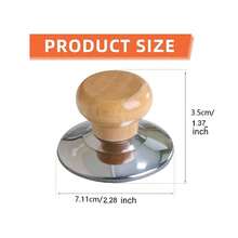 Drewniana gałka do pokrywki garnka, uniwersalna gałka do wymiennej pokrywki garnka, pokrywka ze szkła hartowanego z drewnianą gałką do gotowania – odpowiednia do wolnowarów, patelni i pokrywek do naczyń kuchennych - Morela - Zobacz 2