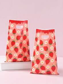 10/25/50个装草莓图案礼品袋，礼品包装袋，手提袋，礼品包装袋，收纳袋，草莓派对回礼袋，粉色/红色生日装饰，婚礼用品，婴儿派对回礼，性别揭晓派对用品，草莓生日装饰，节日派对用品，派对回礼 - 草莓 - 查看 4