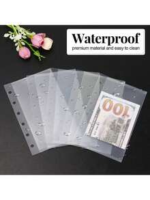 5pcs A6 Loose Leaf Binder Divider Pockets, Left Open Index Pages, Can Store Receipts/Cash/Bills, Waterproof PP Material Organizer Bags, Back To School Essential - Multicolor - View 5