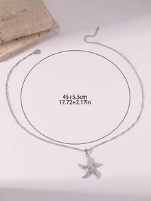 1件欧美时尚海滩度假风18K镀金不锈钢海洋系列海星吊坠项链，适合男士、女士、情侣日常佩戴、度假、派对，也可作为装饰和礼物。 - 銀色 - 查看 6
