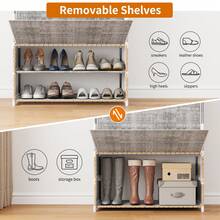 Tomnk 7 Tier Shoe Rack With Dustproof Cover Shoe Shelf Storage, Portable Shoe Shelf With Nonwoven Fabric Cover For Closet Hallway, Bedroom, Entryway, Grey/ Black - 灰色 - 查看 3