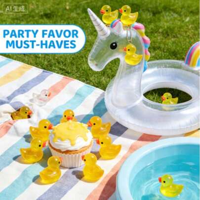 10 PCS/50PCS Mini Luminous Duckling Model, Home Decoration Accessories, Home Ornaments, DIY Phone Case Micro Landscape, Suitable For Holiday Decoration, Garden Potted Plants, Luminous Crystal Colored Duckling Statue Accessories, Best Birthday And Graduation Gift