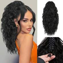 UCOOL Tóc nối đuôi ngựa 18 inch, nhiều lớp, dày, bồng bềnh, xoăn nhẹ, kẹp tóc, tóc giả đuôi ngựa sóng mềm mại, tóc nối đuôi ngựa cho nữ, màu nâu nhạt và trắng. - Nhiều màu - Xem 13