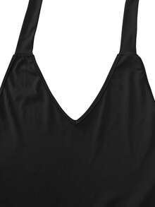 Bộ jumpsuit ôm sát cơ thể gợi cảm, thời trang, cổ chữ V sâu, buộc dây sau lưng, mẫu mới Xuân/Hè. - màu đen - Xem 5