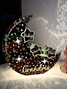 Customized Name LED Moonlight Light - USB Powered, Personalized Starry Night Light, 12 Colors, With Remote Control, Suitable For Bedroom And Living Room Decoration, Birthday Parties, Perfect Holiday Decoration Or Mother's Day Gifts, Choose 1 To 4 Names - Multicolor - View 3