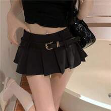 1 PC Women's Classic Black & Grey Solid Pleated Mini Slip Skirt, High-Waist JK-Inspired Flirty Skirt With All-Over Pleats For A Sweet & Casual Look, Perfect For Work From Home, Vacation Getaways, Day Trips, Wedding Events And Romantic Valentine's Dates - 灰色 - 查看 4