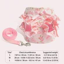 Pet Harness And Leash Set For Dogs, Vest-Style Harness With Snap Buckle Double Layer Protection, Polyester Soft Fabric, Comfortable Breathable Non-Suffocating, With Bow Cartoon Pattern Design, Suitable For Small Pets Like Dogs And Cats For Outdoor Wear - Available In 2 Colors, Blue/Pink To Choose From - Hồng - Xem 10