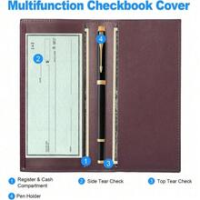 Premium Leather Checkbook Cover For Men And Women Checkbook Holder Wallet RFID Blocking - 咖啡時間 - 查看 2