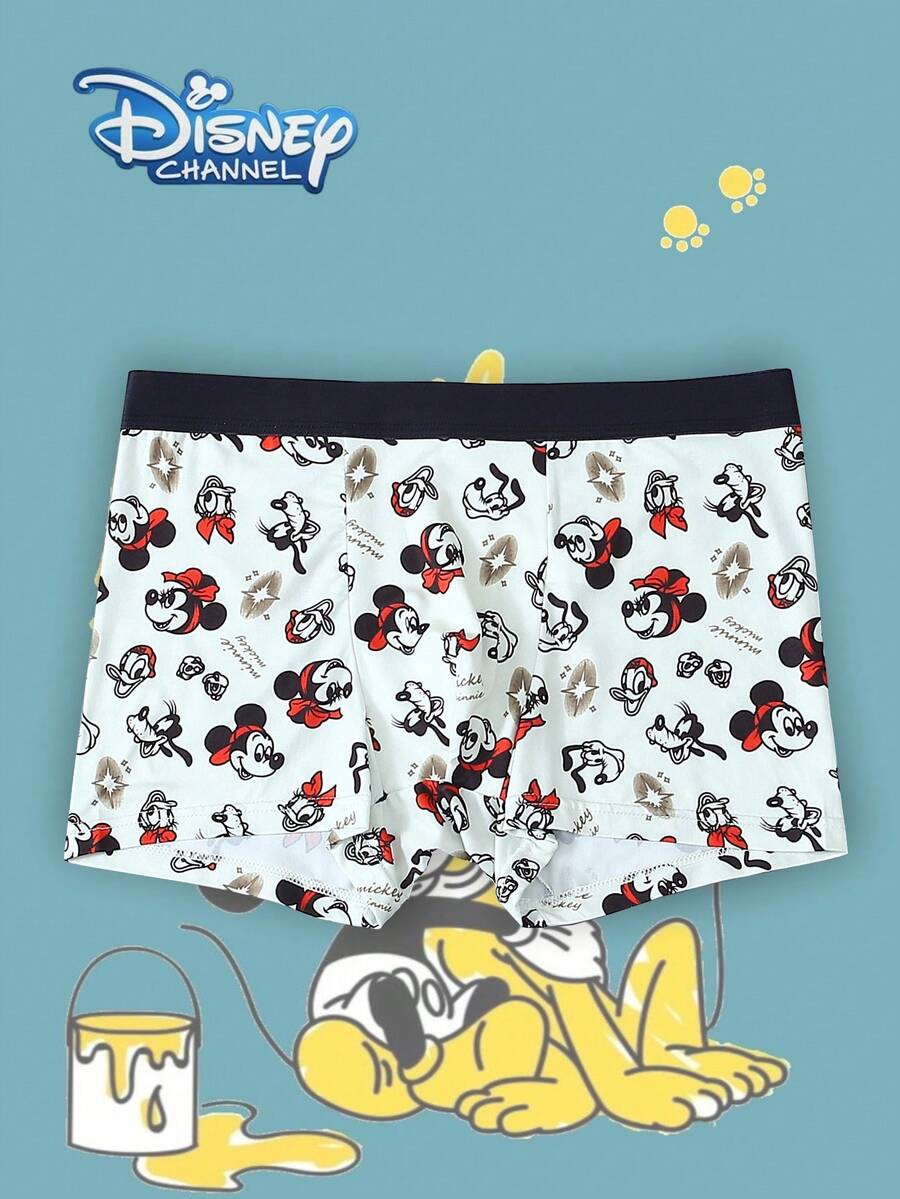 Disney 1件装迪士尼卡通印花男士内裤 - 柔软舒适，字母弹力腰带，休闲男士内裤 - 彩色 - 查看 1