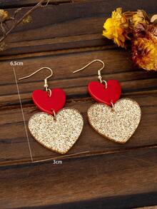 1 Pair Women's Dangling Earrings, Exaggerated Colorful, Acrylic Heart Shaped Shiny Nightclub Party Style Earrings, Suitable For Daily Wear - Multicolor - View 5