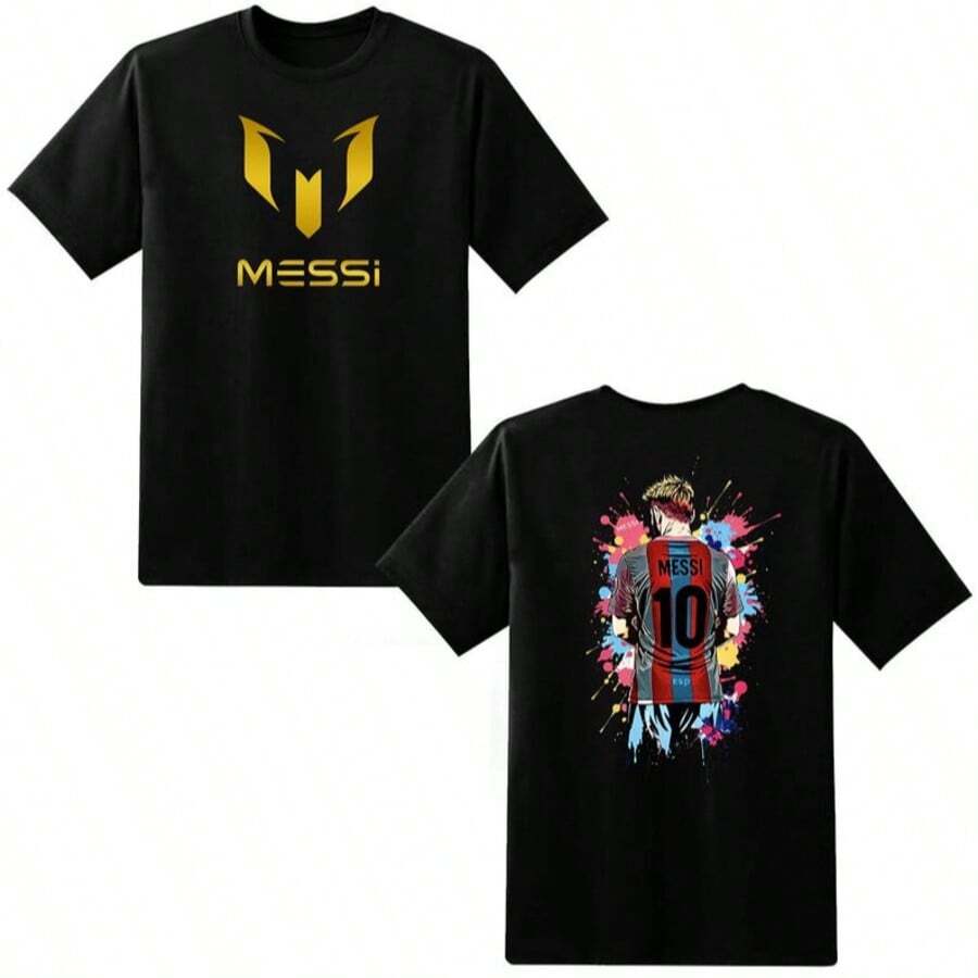 Kids Mcessi #10 T-Shirt_ Argentina Soccer Jersey, Boys_Girls - Black - View 1