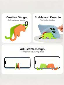 1pc Creative Portable Cartoon Elephant Desk Phone Holder, Foldable Slouchy Keychain Phone Stand, Plastic Dopamine Keychain Elephant Phone Holder, Desk Top Cute Cartoon Slouchy Phone Stand - Multicolor - View 4