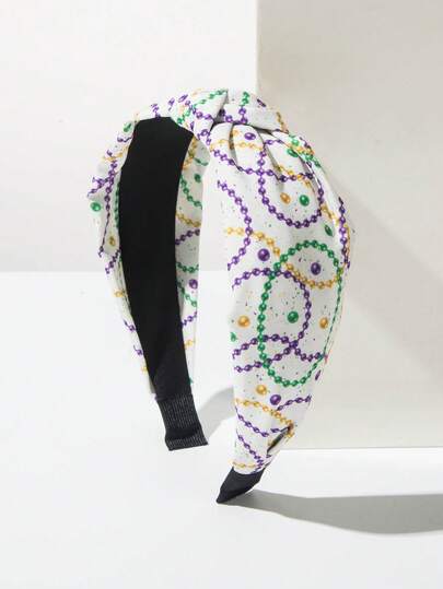 1 st. färgglatt blommigt tyghårband med karnevalsdekor, lila ton, oumbärligt för festivaler och fester, modeaccessoar