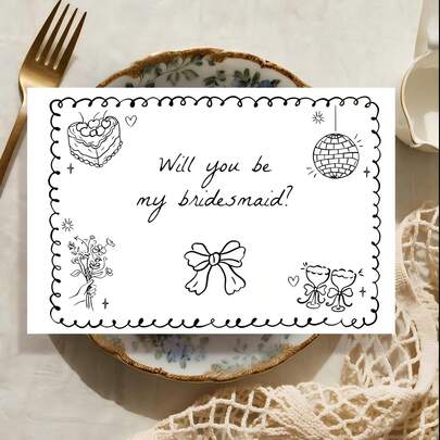 Bridesmaid Proposal Card, Will You Be My Bridesmaid, Bridesmaid Invitation Card, Card For Good Friends, Simple And Elegant Style