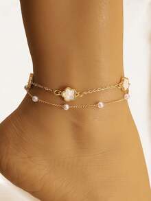 1pc Fashionable & Elegant Anklet, Minimalist Design, Versatile For Summer, Random Bead Quantity - White - View 4