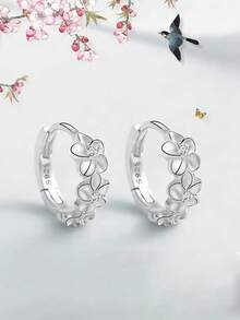 1 Đôi bông tai bạc S925 hình hoa đơn giản dễ thương, bông tai vòng hoa đa năng dành cho nữ, thích hợp đeo hàng ngày và đi làm, món quà bông tai hoa thiết kế độc đáo và thời trang. - hoa - Xem 13