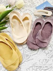 5双装女士夏季冰丝船袜，超薄透气隐形袜，带防滑硅胶垫，适合低帮鞋 - 彩色 - 查看 3