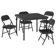 3/5-Piece Kids Folding Table With Chairs, Upholstered Foldable Table And Chair Set With PU Leather Surface, Metal Frame Children's Activity Table Chairs Furniture Set For Dining/Crafts/Learning - Black - 5 - View 1