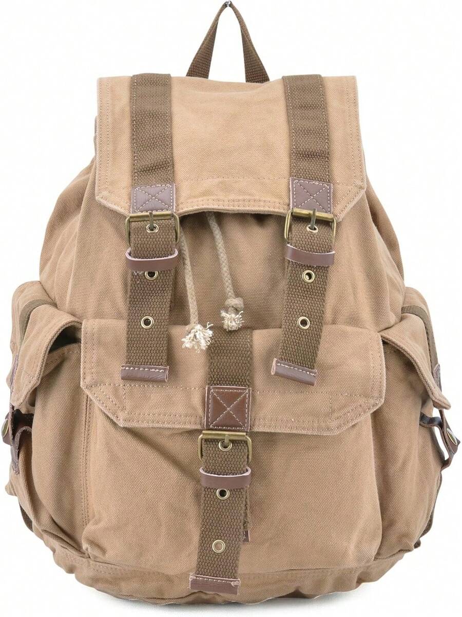 Gootium Canvas Backpack - Vintage Outdoor Backpack Travel Daypack - Small Khaki - View 1