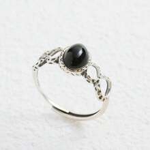 Byzantine Lapis Lazuli Ring S925 Silver 8x6mm Oval Midnight Blue Stone, Openwork Filigree Vintage Band Celestial Jewelry Mystic Statement Gift - Silver - View 8