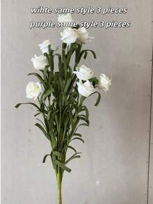 1 pieza/3 piezas Flores de rosa artificiales, decoración del hogar, regalo para el Día de San Valentín, cumpleaños, graduación - Blanco - Ver 14