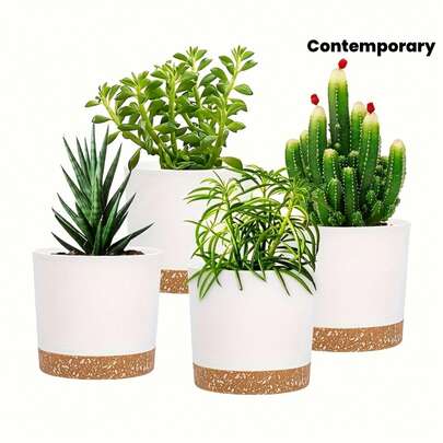 1PC, 12.7 Cm Flower Pots, Indoor Plant Pots With Drainage Holes And Removable Base, Saucer Style Modern Decoration For Outdoor Garden Planters