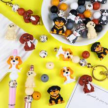6/46pcs 3D Dog Themed Silicone Beads, Including 3D Dachshund, 3D French Bulldog, 3D Rottweiler, 3D Golden Retriever, 3D Pitbull And 3D Yellow Puppy Shaped Silicone Focal Beads, Suitable For DIY Crafts, Pen Decorations, Focal Beads And Accessories, Colorful Beaded Embellishments - Bộ sưu tập động vật con - Xem 2