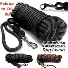 Dây dắt chó huấn luyện chịu lực 360°, dài 3m/5m/10m/15m, chất liệu PP, khóa kim loại, tay cầm tiện dụng, dây đeo có thể điều chỉnh, phù hợp cho chó nặng đến 130lbs (khoảng 59kg), tuyệt vời cho đi dạo ngoài trời, huấn luyện, cắm trại, vượt chướng ngại vật. - màu đen - Xem 1