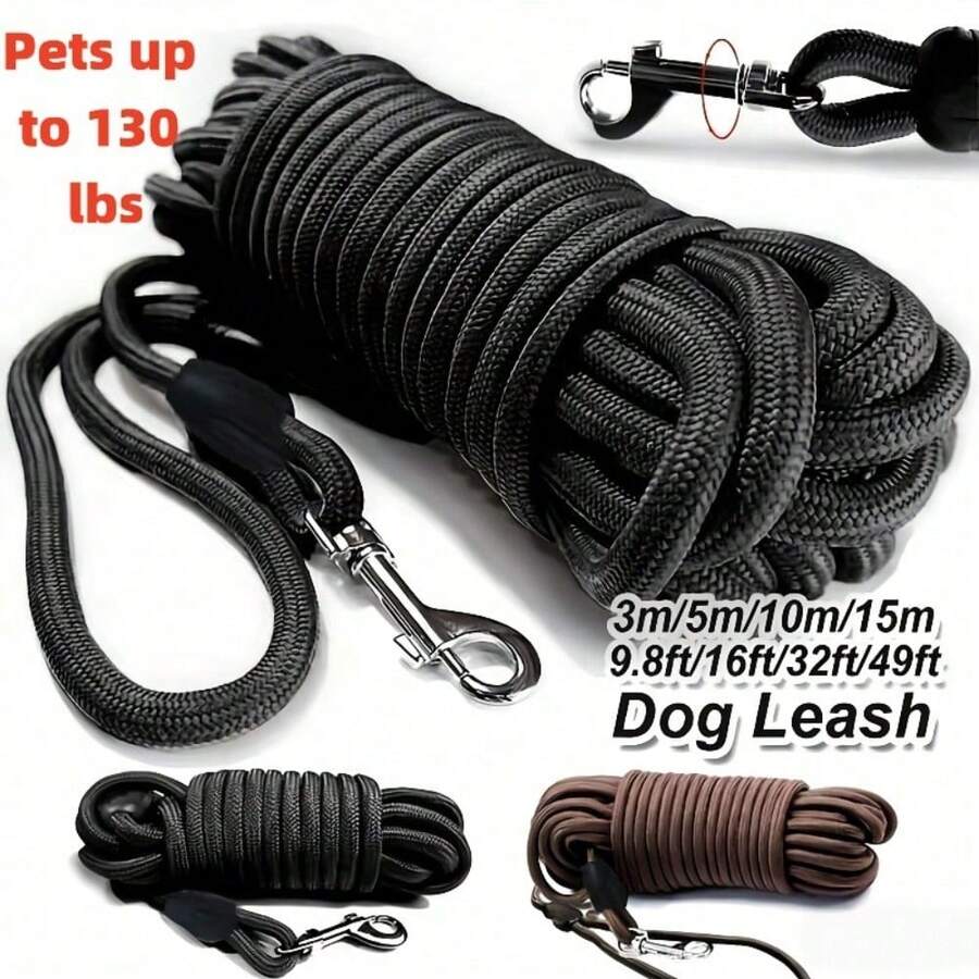 Dây dắt chó huấn luyện chịu lực 360°, dài 3m/5m/10m/15m, chất liệu PP, khóa kim loại, tay cầm tiện dụng, dây đeo có thể điều chỉnh, phù hợp cho chó nặng đến 130lbs (khoảng 59kg), tuyệt vời cho đi dạo ngoài trời, huấn luyện, cắm trại, vượt chướng ngại vật. - màu đen - Xem 1