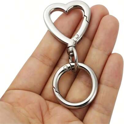 4/6/10个装心形金属钥匙扣 - 耐用开口设计，带旋转扣，抛光表面 | DIY钥匙扣、婚礼回礼、情人节礼物 - 兼容金属绳/线，男女皆宜的时尚钥匙扣配件
