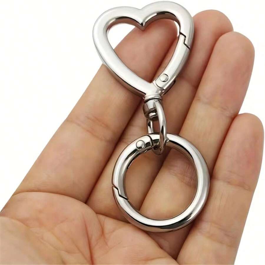 4/6/10个装心形金属钥匙扣 - 耐用开口设计，带旋转扣，抛光表面 | DIY钥匙扣、婚礼回礼、情人节礼物 - 兼容金属绳/线，男女皆宜的时尚钥匙扣配件 - 鑰匙扣 - 查看 1
