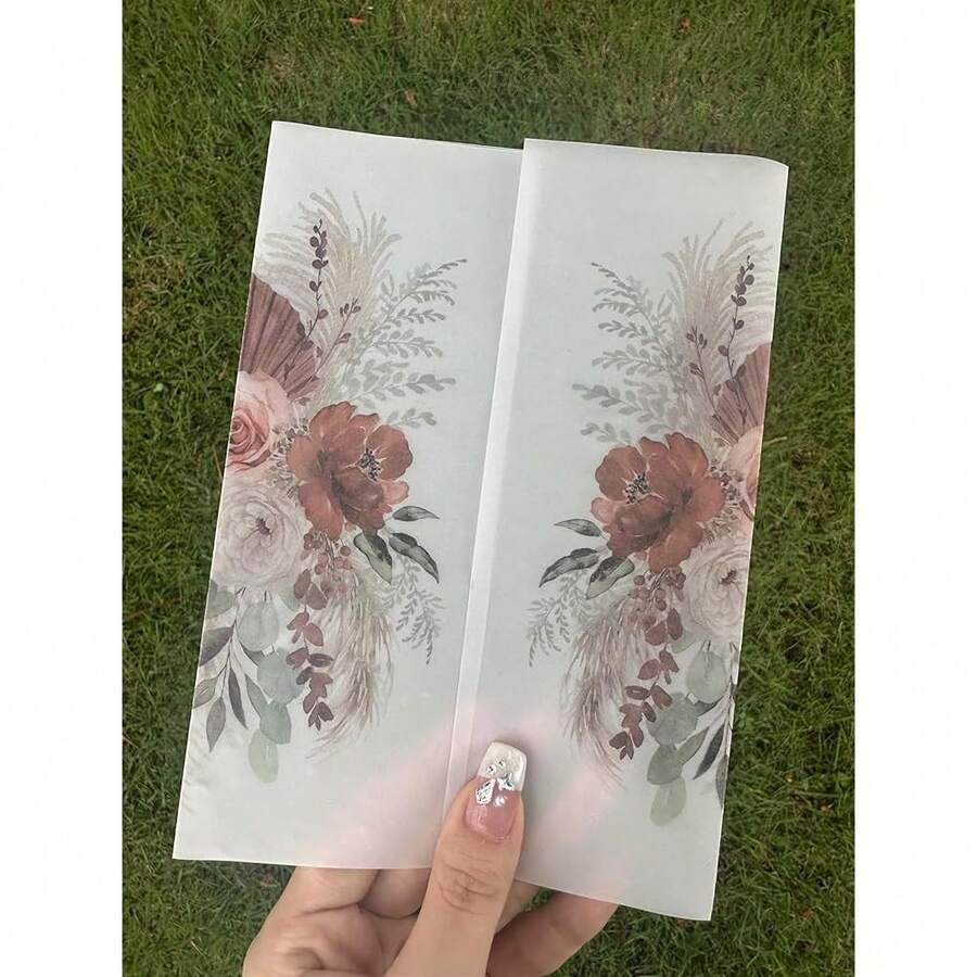 50 Pack Pre-Folded Boho Vellum Jackets - 5x7, 115GSM Vellum Paper - Wedding Invitation Wraps - 放蕩不羈的 - 查看 1