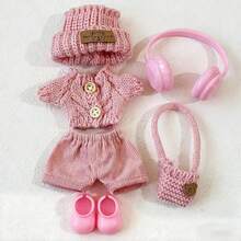 6.69英寸娃娃服装套装，包含6件套——帽子、毛衣、裤子、耳机、包包、鞋子，可爱娃娃装，适合第一代/第二代/第三代娃娃，生日和节日礼物（不含娃娃） - 彩色 - 查看 5