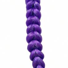 1pc K-Pop Idol Lumie Purple Glitter Braided Wig, Messy Braid Hair Scrunchie - Multicolor - View 4