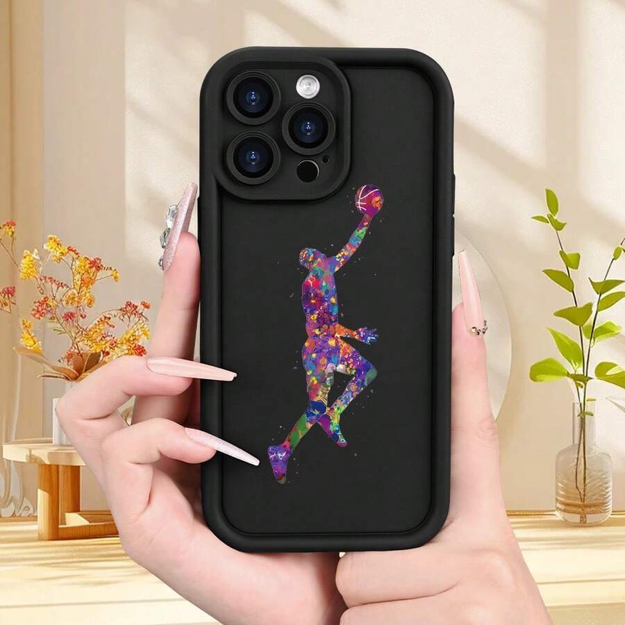 Funda de Teléfono con Impresión de Baloncesto Creativa y Colorida para iPhone 15 14 13 12 11 XS XR X 7 8 Plus Pro Max Mini - Colores mixtos - Ver 1
