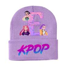 1pc Kids Knitted Hat, Cartoon Anime KPOP Witch Hunting Group Fleece Warm Beanie Cap, Outdoor Cold Weather Hat - Multicolor - View 8