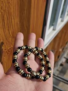 1条男女通用纹理字母时尚手链，高端品质男女腕带 - 彩色 - 查看 2